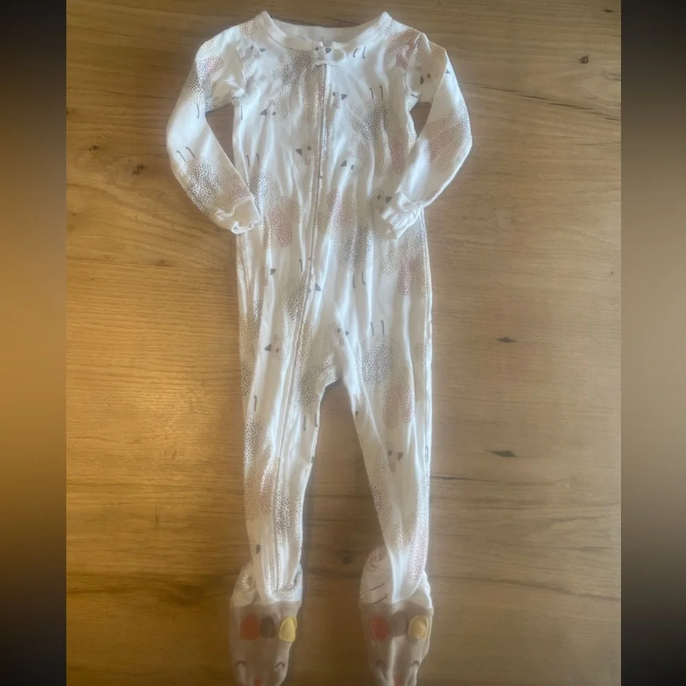 Carter’s Turkey Footed Pajama Unisex Cream Brown 2 Toddler Preloved‎